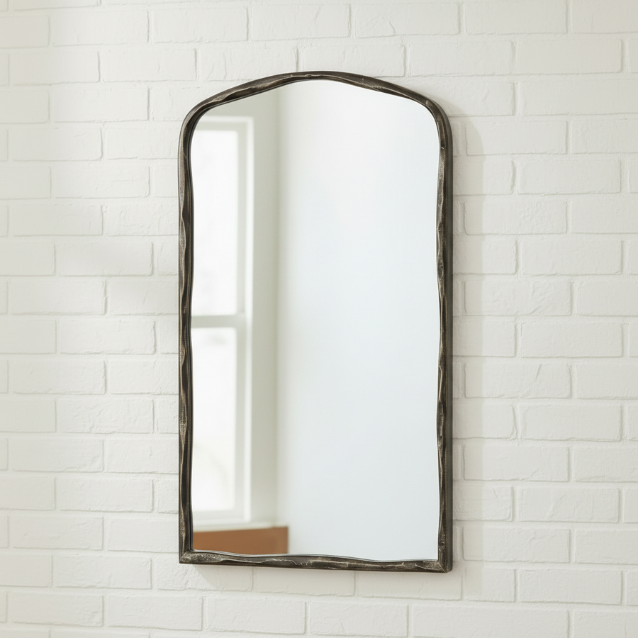 HAMMERED ANTIQUE ARCH VANITY MIRROR