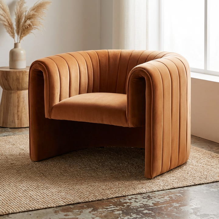 MOANA VELVET UPHOLSTERED ARM CHAIR