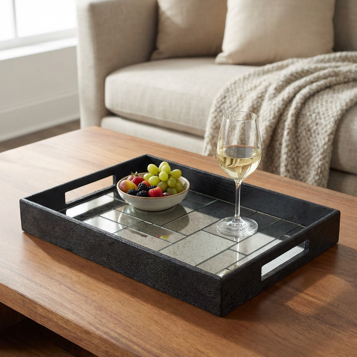 MODERN MOSAIC ANTIQUE MIRRORED TRAY