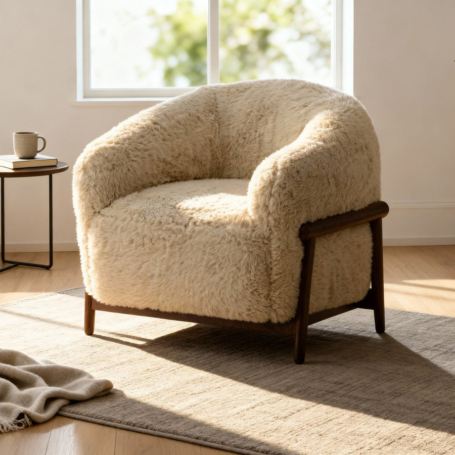 SCOTTY FAUX SHEEPSKIN SHAG ARM CHAIR