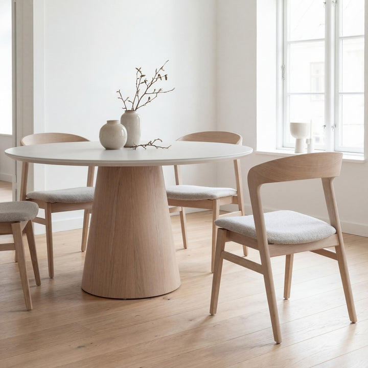 MODERN BRAZILIAN MONA GLASS TOP ROUND DINING TABLE