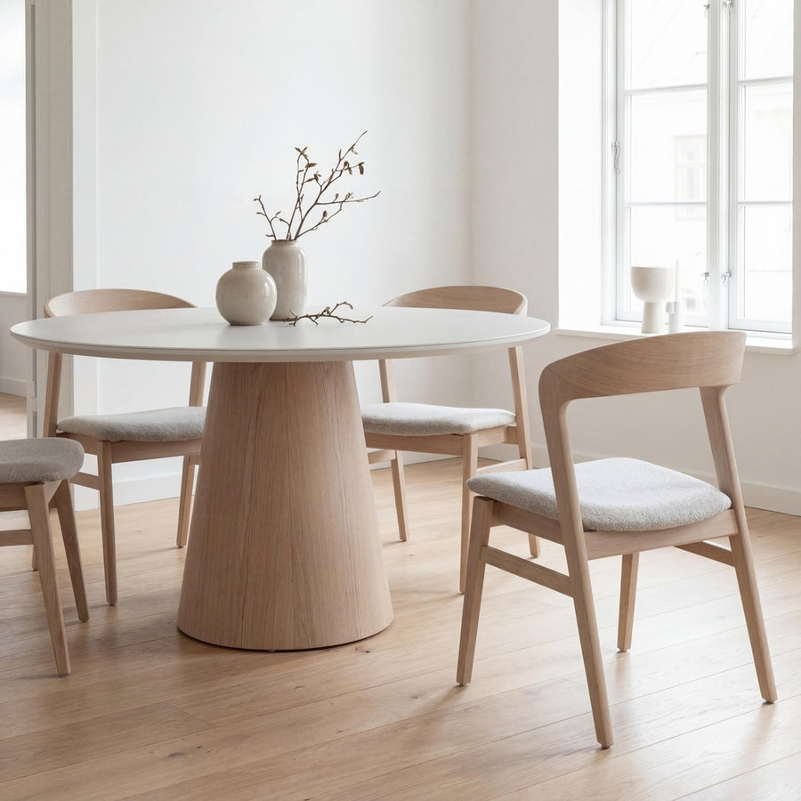 MODERN BRAZILIAN MONA GLASS TOP ROUND DINING TABLE