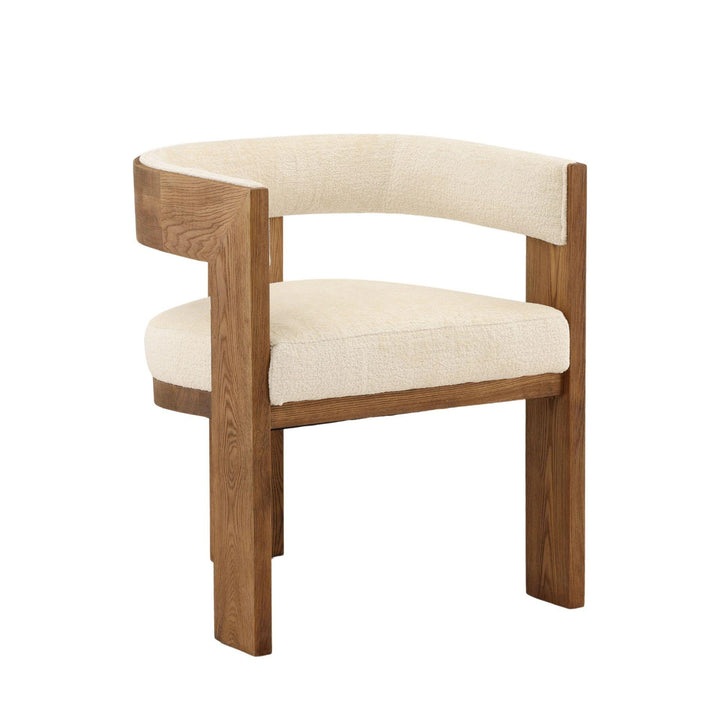 Wooden chair with white cushion on a white background