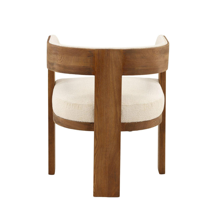 Wooden stool with white cushion on a white background