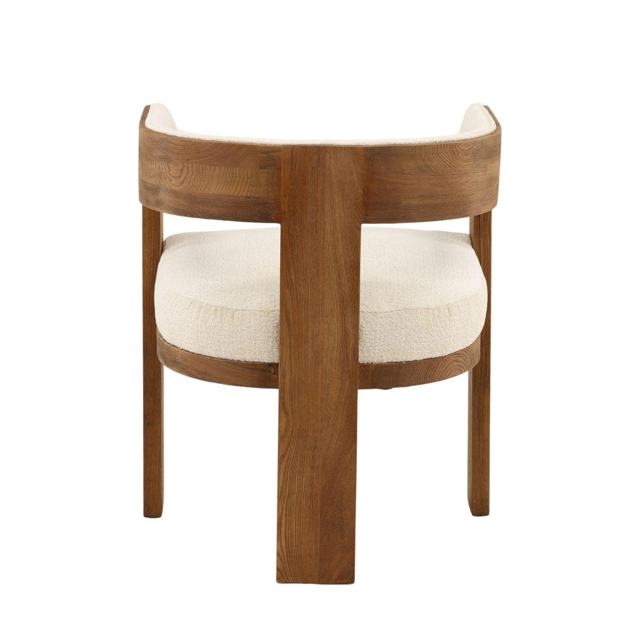 Wooden stool with white cushion on a white background