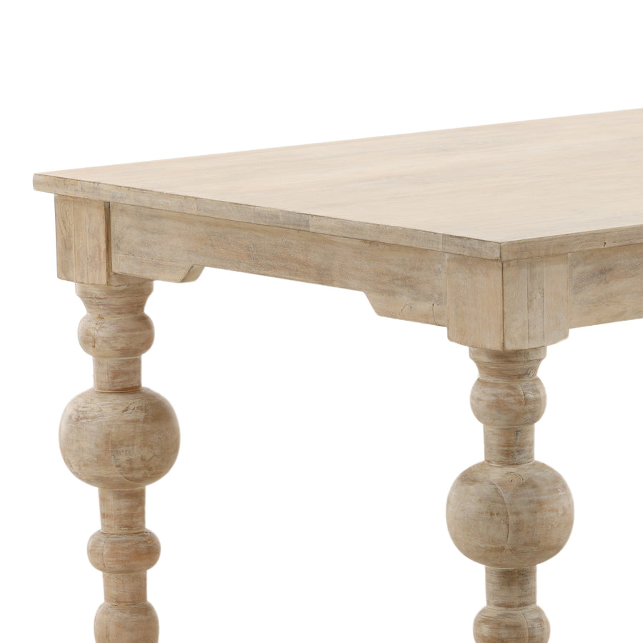 NAN WHITEWASH TURNED LEG DINING TABLE