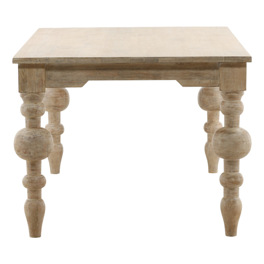 NAN WHITEWASH TURNED LEG DINING TABLE