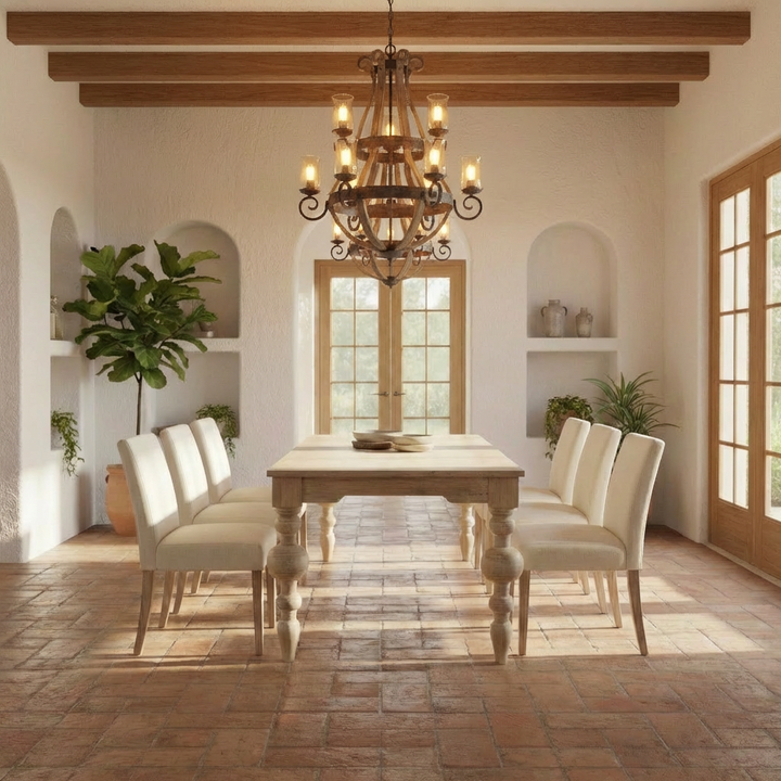 NAN WHITEWASH TURNED LEG DINING TABLE
