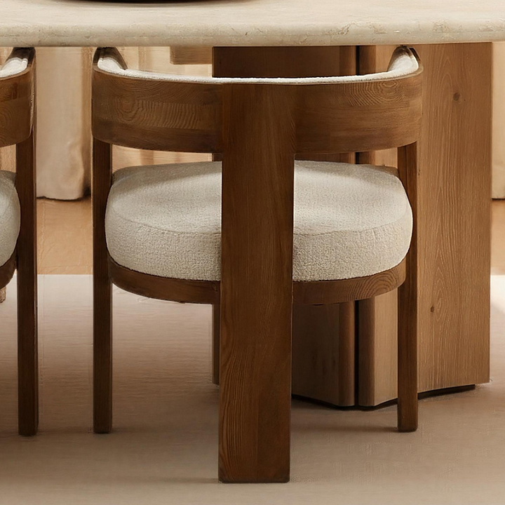 Wooden chair with a cushioned seat isolated