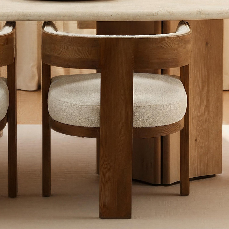 Wooden chair with a cushioned seat isolated