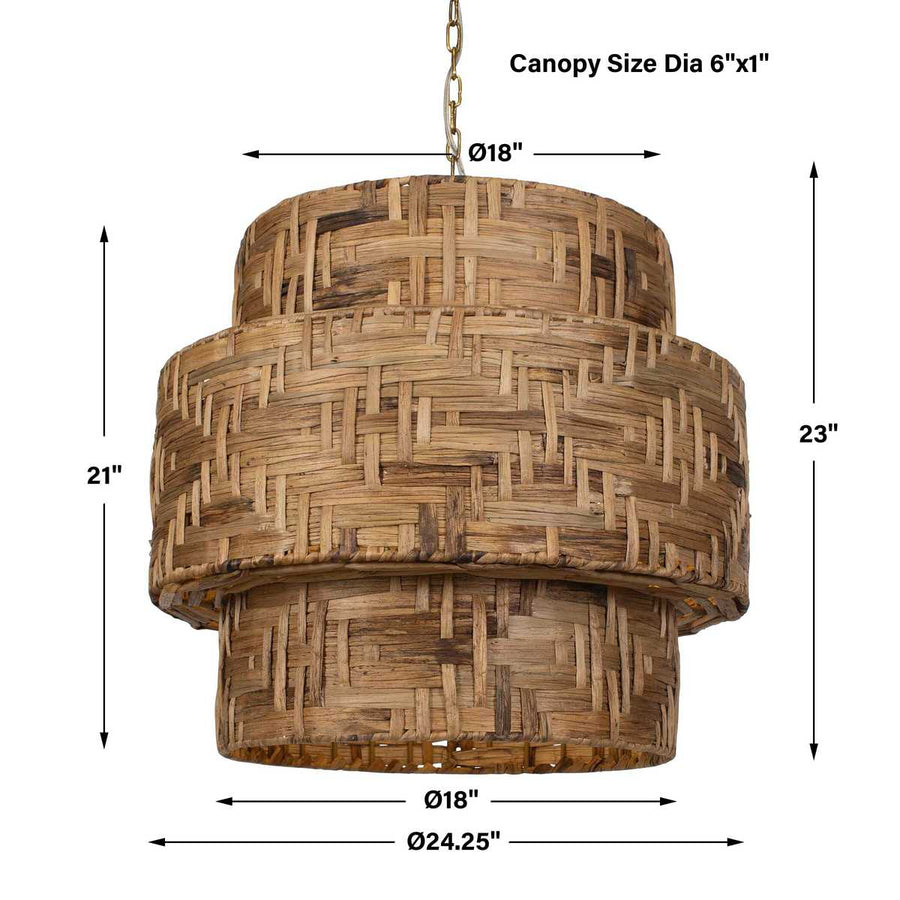 WOVEN WATER HYACINTH 4LT PENDANT