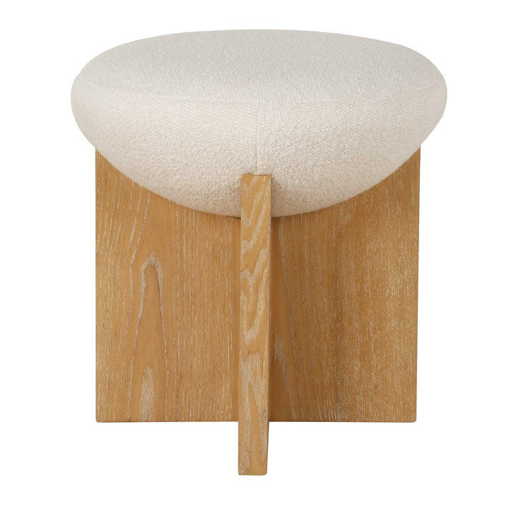 NATURALIST OAK + WHITE BOUCLE ACCENT STOOL