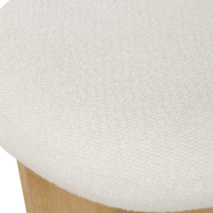 NATURALIST OAK + WHITE BOUCLE ACCENT STOOL