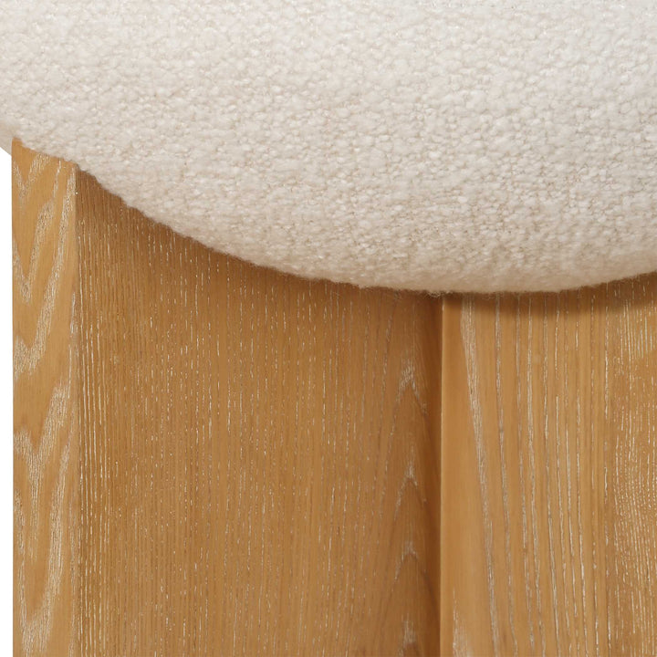 NATURALIST OAK + WHITE BOUCLE ACCENT STOOL