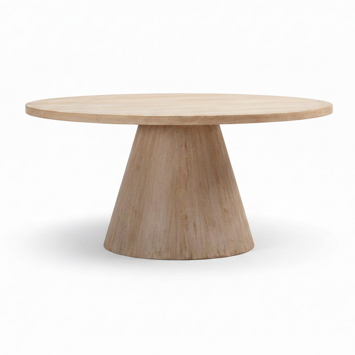 Wooden dining table with a unique base design