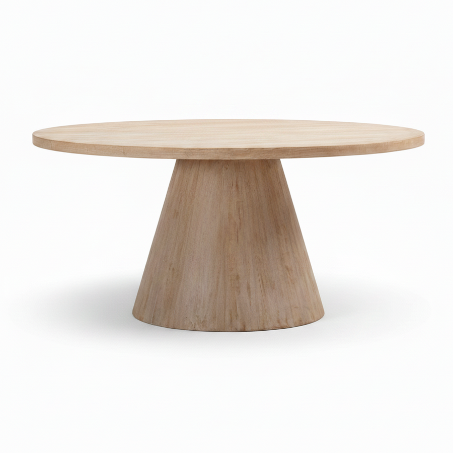 Wooden dining table with a unique base design