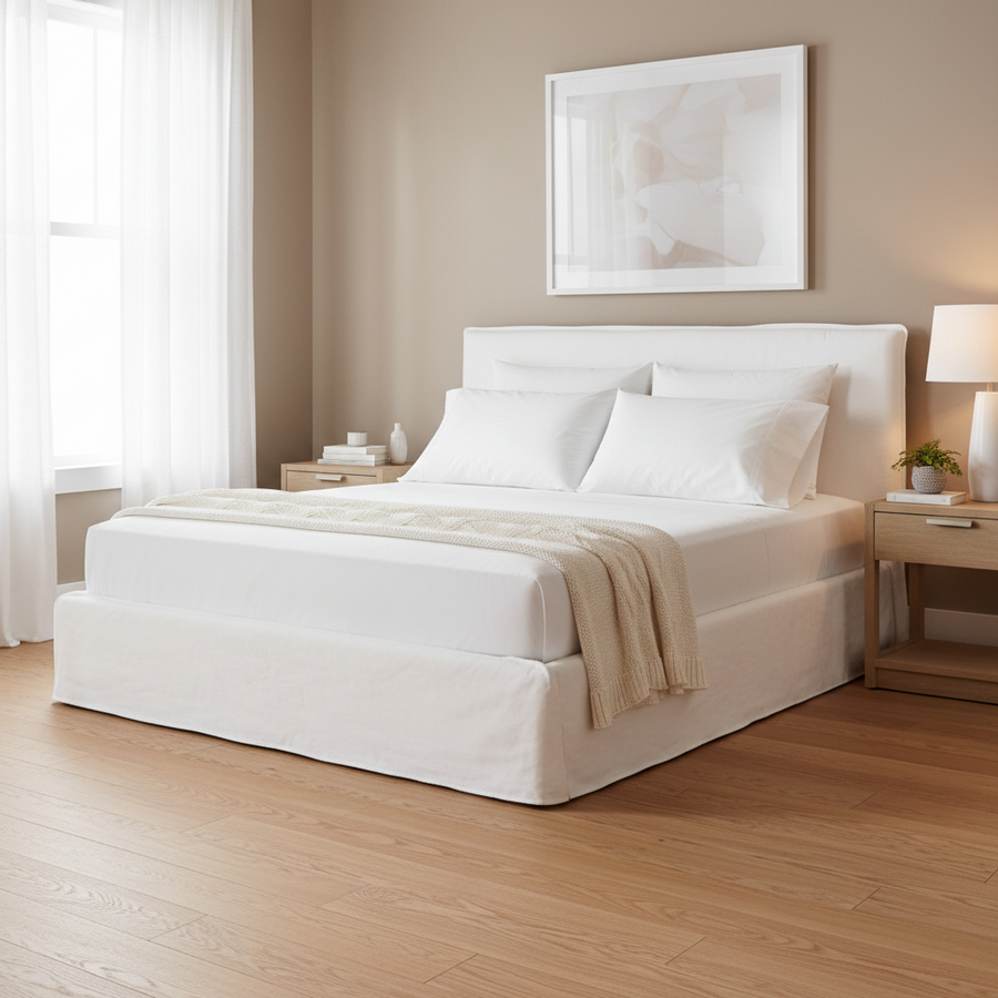 WHITE LINEN SLIPCOVER BED