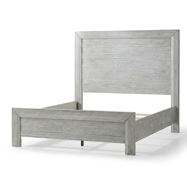 CANDACE RUSTIC GREY WASH PANEL BED