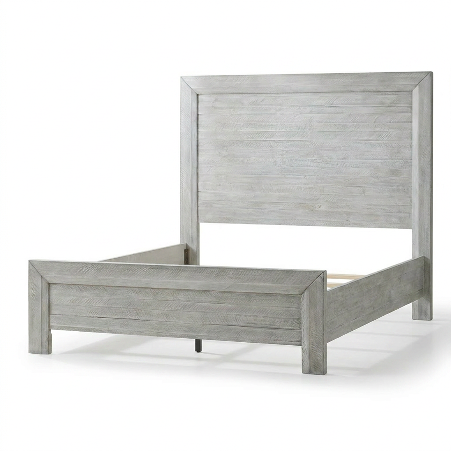 CANDACE RUSTIC GREY WASH PANEL BED