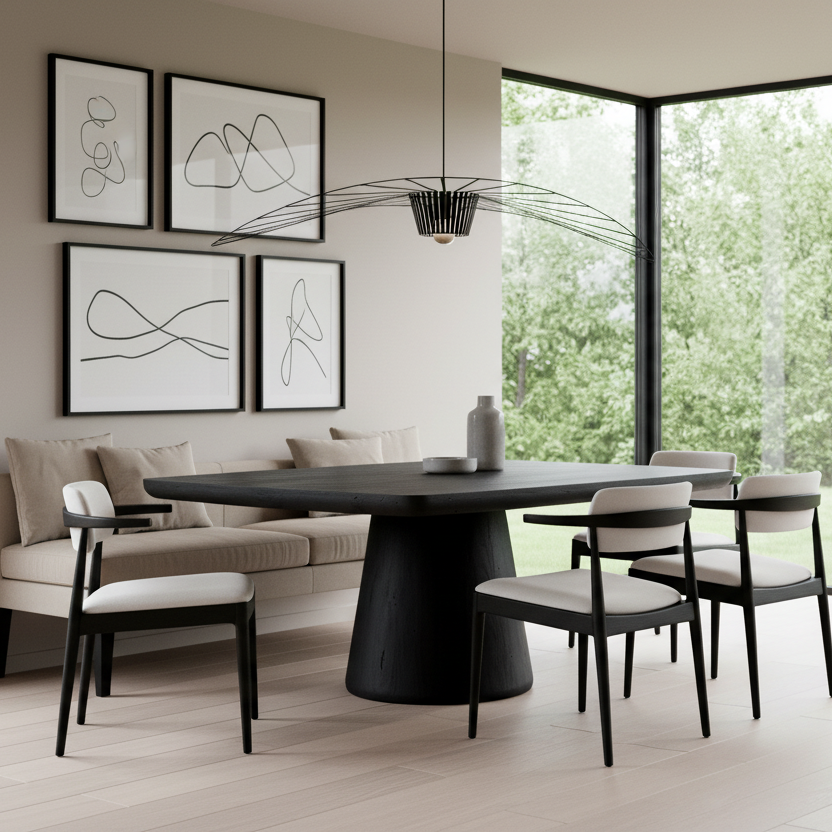 NOEMI 60"SQ DINING TABLE: BLACK