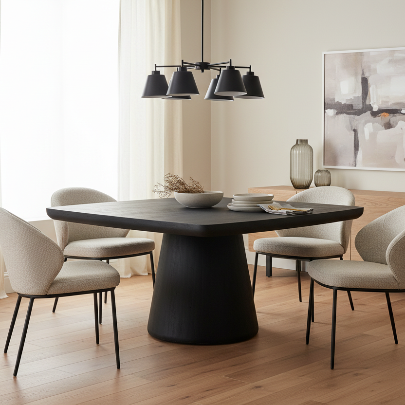 NOEMI 60"SQ DINING TABLE: BLACK
