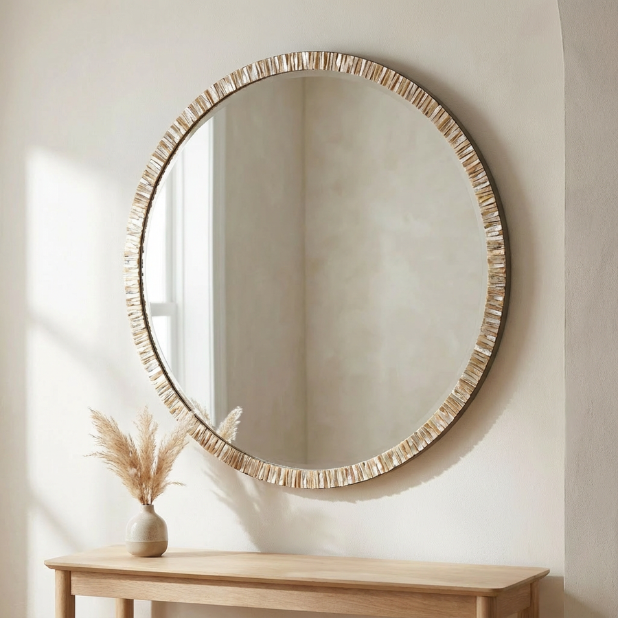ODEON SHELL INLAY ROUND MIRROR