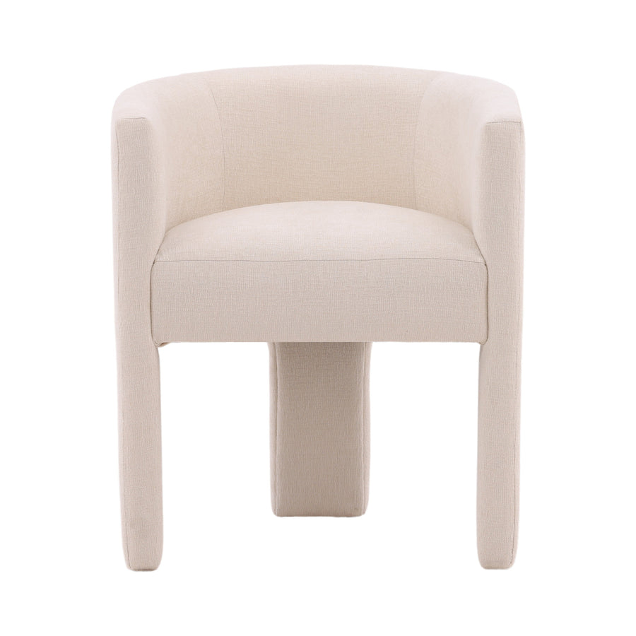 front view of a cream armchair on a white background