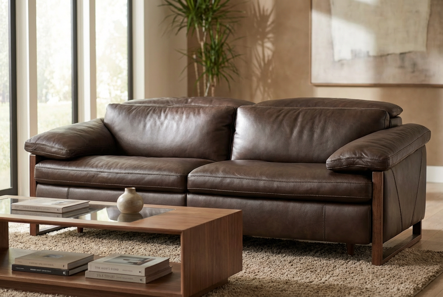 JERICHO POWER RECLINE DARK BROWN LEATHER SOFA