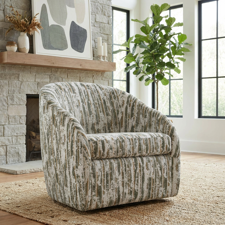 MOSS STRIPED CHENILLE SWIVEL CHAIR