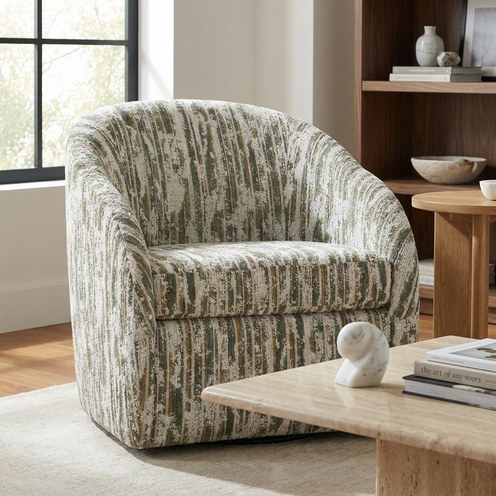 MOSS STRIPED CHENILLE SWIVEL CHAIR