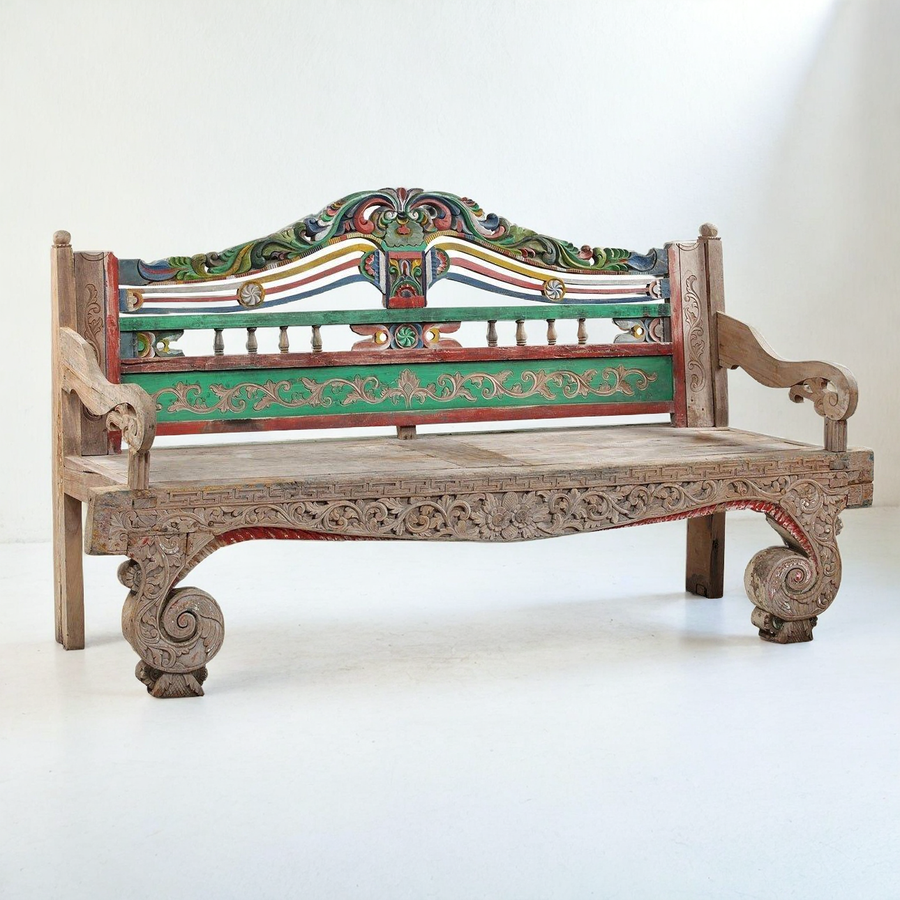 PAINTED ANTIQUE MADURA BENCH NO.46