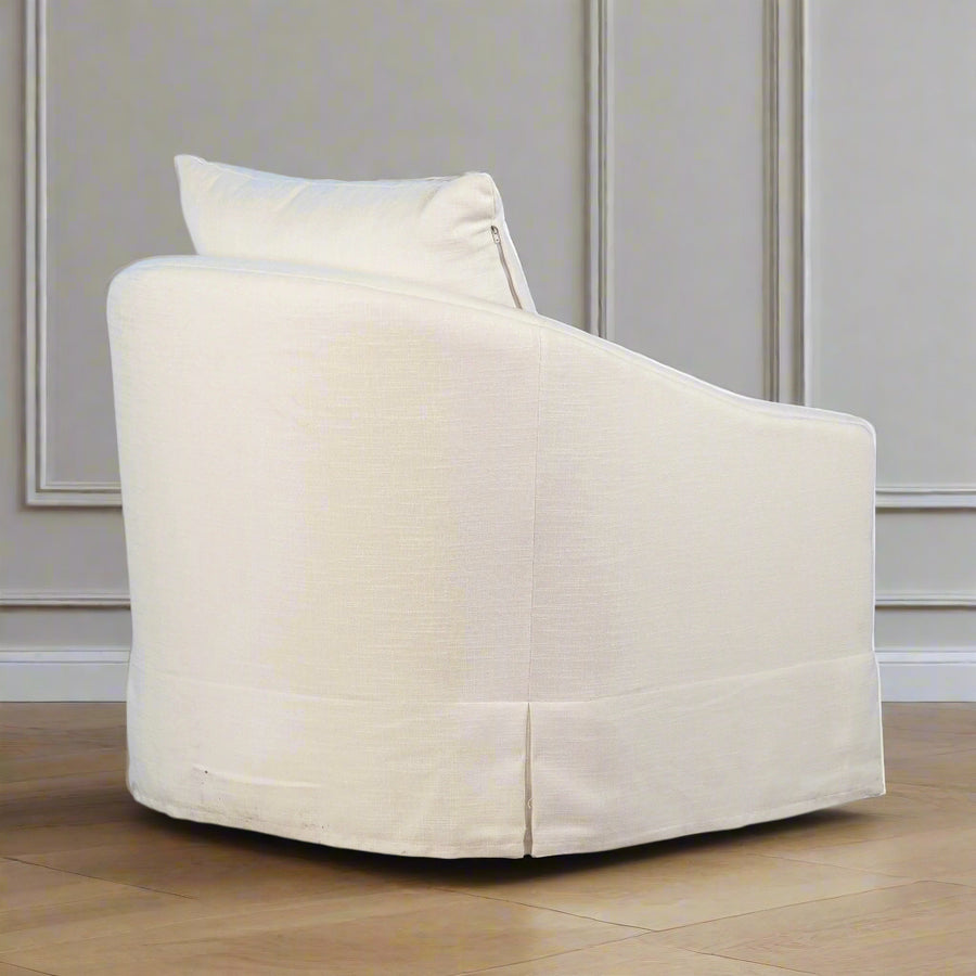 LARA PERFORMANCE LINEN SLIPCOVER SWIVEL CHAIR