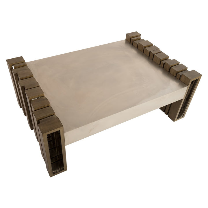 BARCODE COFFEE TABLE: MAHOGANY, STAINLESS STEEL