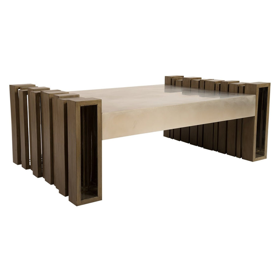 BARCODE COFFEE TABLE: MAHOGANY, STAINLESS STEEL