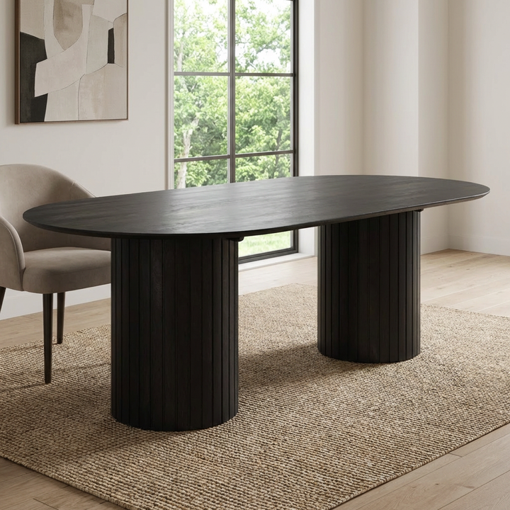 black wooden dining table