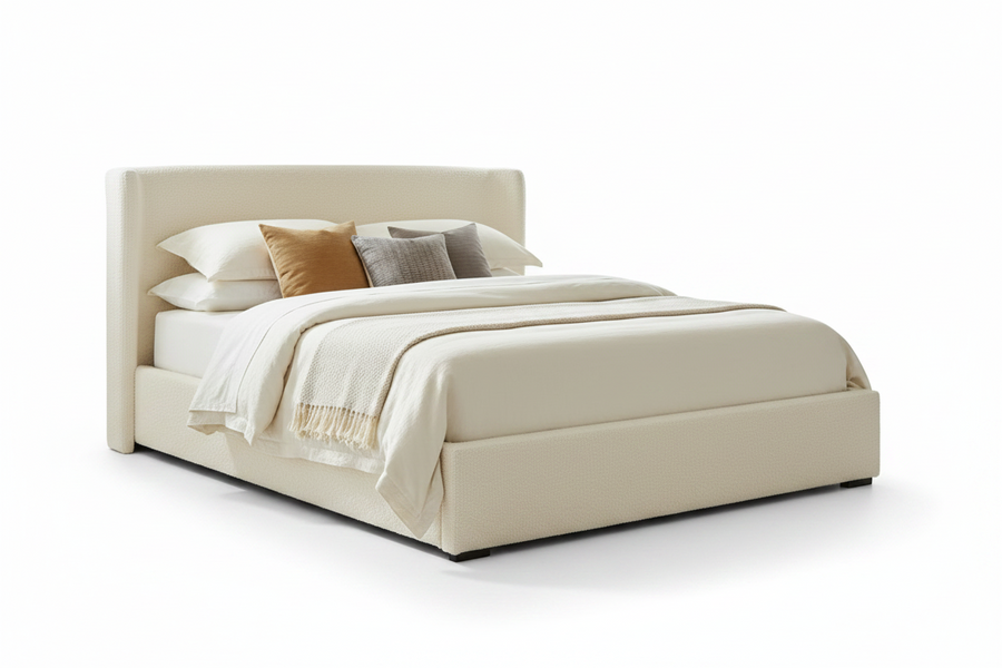 PRIYA CREAM BOUCLÉ UPHOLSTERED BED