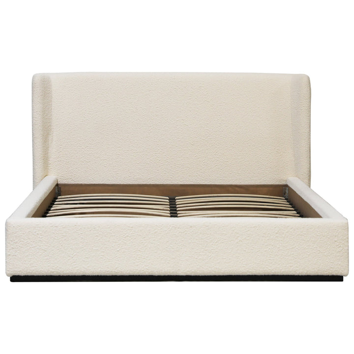 CREAM BOUCLÉ UPHOLSTERED BED