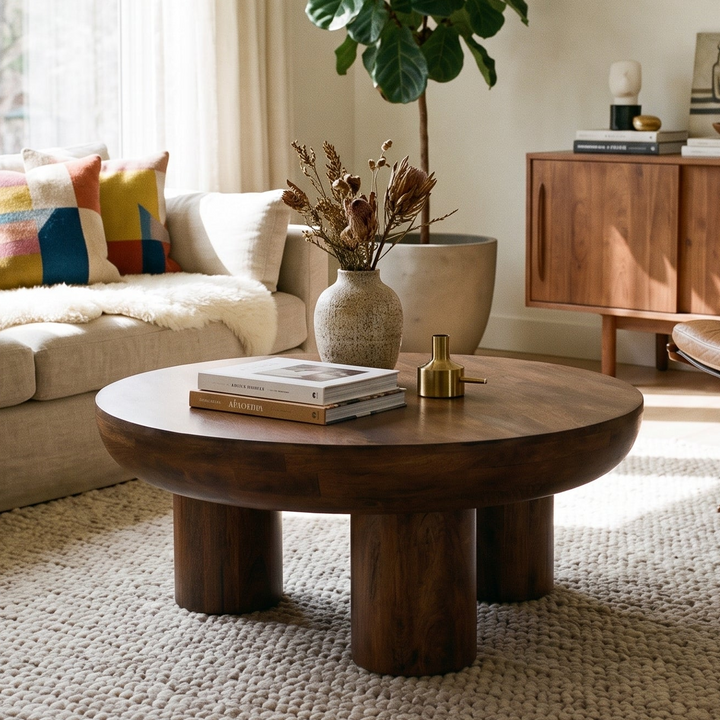 PALMA 39"RD ACACIA WOOD COFFEE TABLE