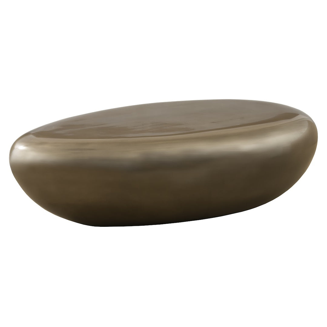 RIVER STONE INDOOR-OUTDOOR COFFEE TABLE: POLISHED BRONZE