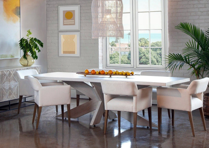RAYA ANTIQUE WHITE-WASH DINING TABLE