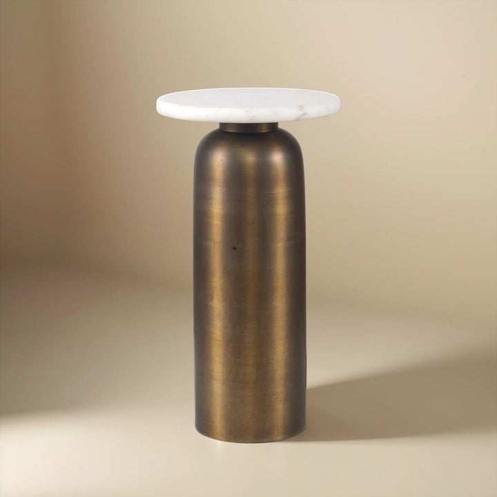 REISS MARBLE & BRASS ACCENT TABLE