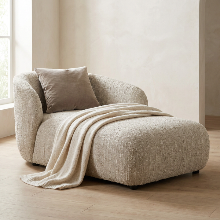 RHODA CHAISE: NAPA BEIGE BOUCLE