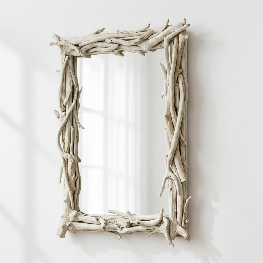ROOTED BLEACHED DRIFTWOOD MIRROR