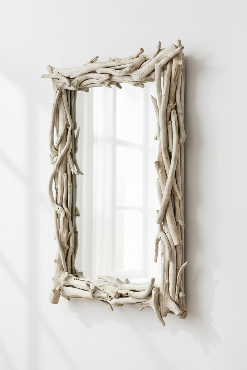ROOTED BLEACHED DRIFTWOOD MIRROR