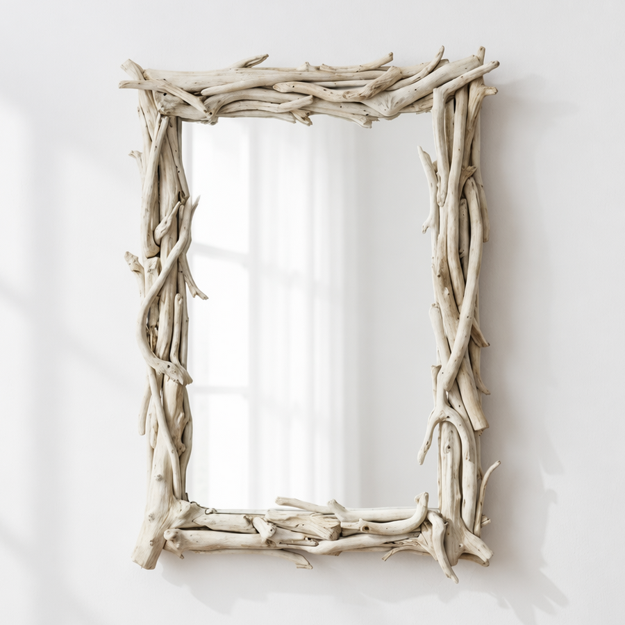 ROOTED BLEACHED DRIFTWOOD MIRROR