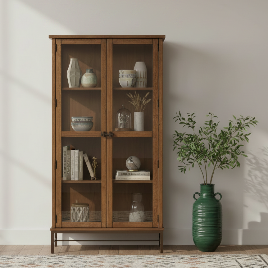 ROYCE WARM OAK CURIO CABINET