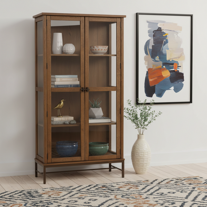 ROYCE WARM OAK CURIO CABINET