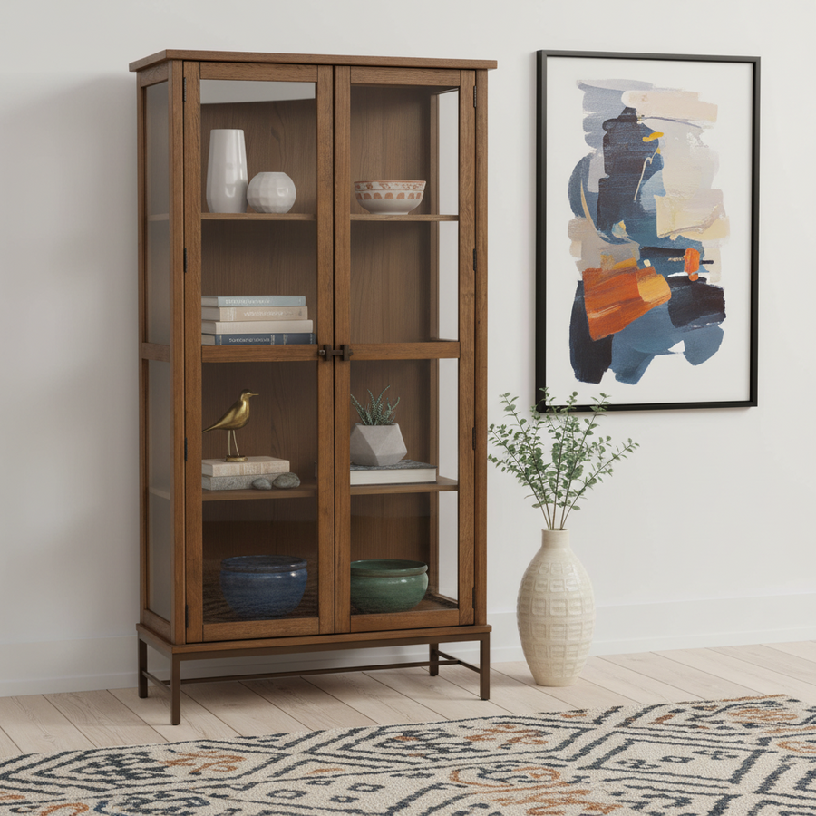 ROYCE WARM OAK CURIO CABINET