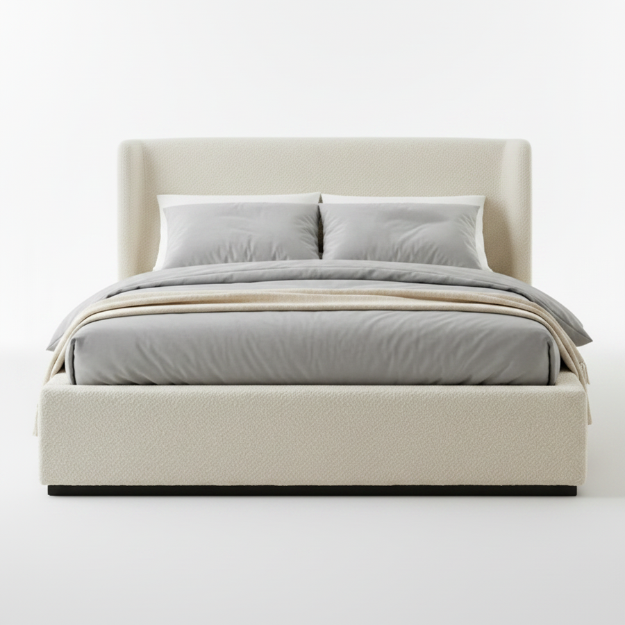 PRIYA CREAM BOUCLÉ UPHOLSTERED BED