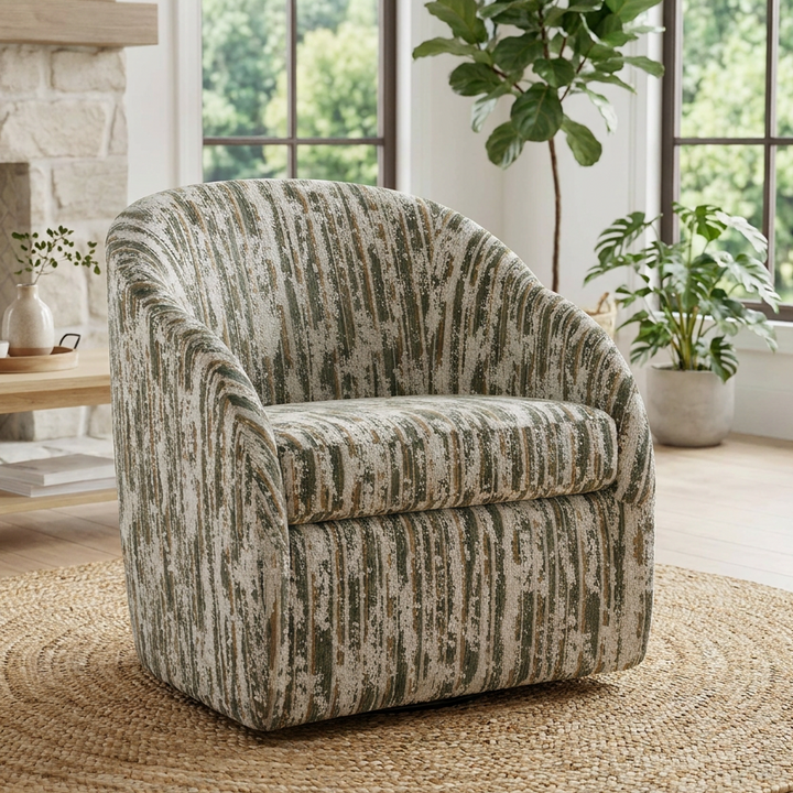 MOSS STRIPED CHENILLE SWIVEL CHAIR